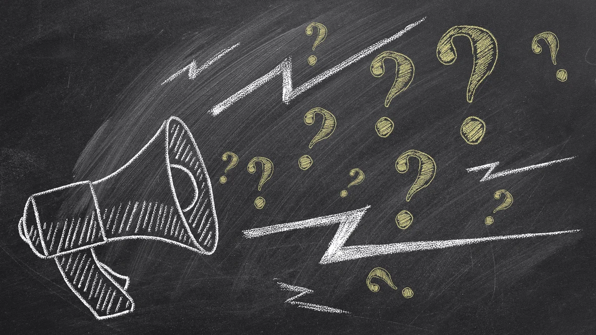 Cooling FAQs – Ogden, UT – Absolute Comfort Chalkboard with megaphone and question marks drawn on